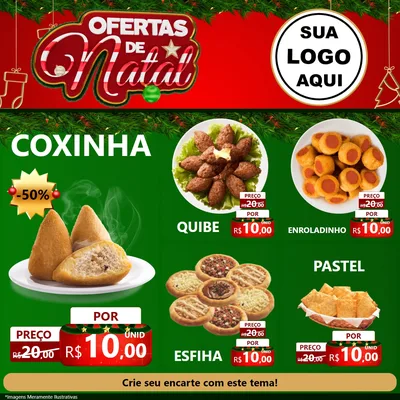 Modelo de Rede Social para Feed Facebook com o tema Ofertas de Natal para Salgadaria