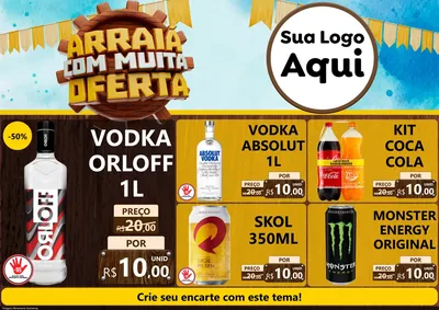 Modelo de Encarte para Encarte A4 Horizontal com o tema Ofertas de São João - Junina para Distribuidora de bebidas