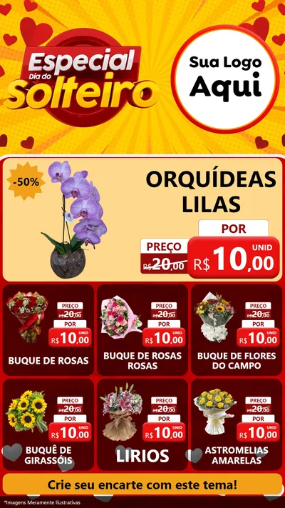 Modelo de Rede Social para Stories com o tema Especial Dia do Solteiro para Floricultura e jardim