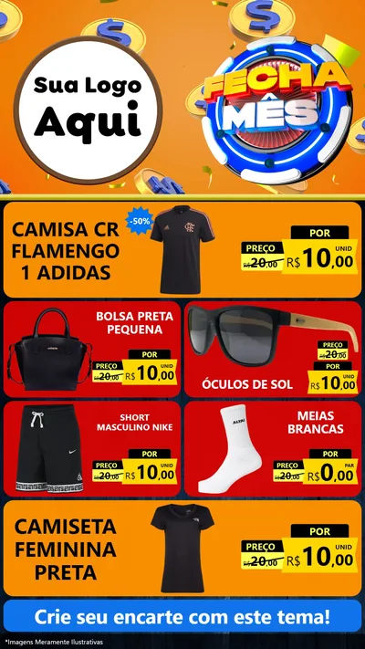 Modelo de TV para TV Vertical com o tema Fecha Mês para Roupas e acessórios