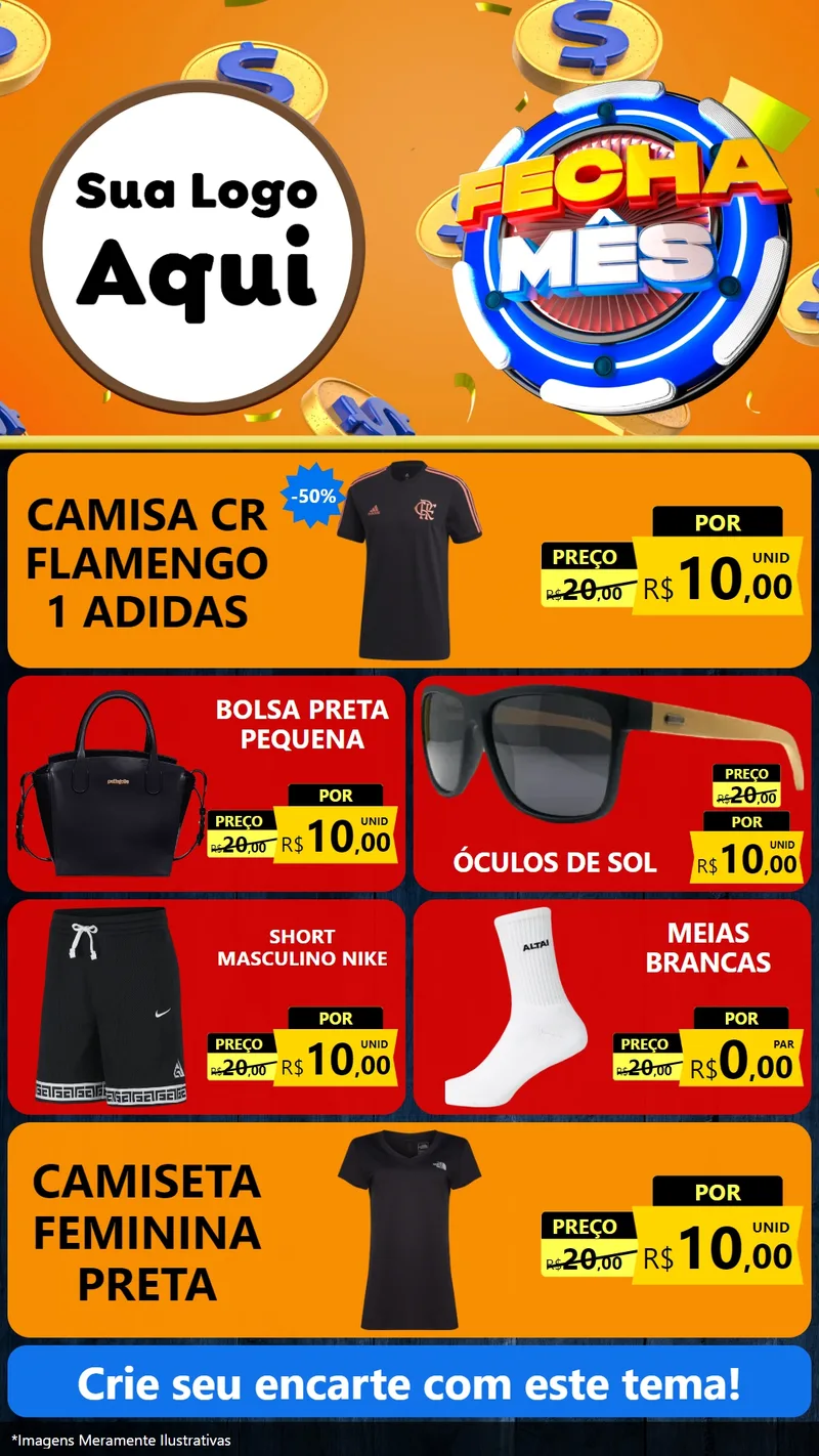 Modelo de TV para TV Vertical com o tema Fecha Mês para Roupas e acessórios