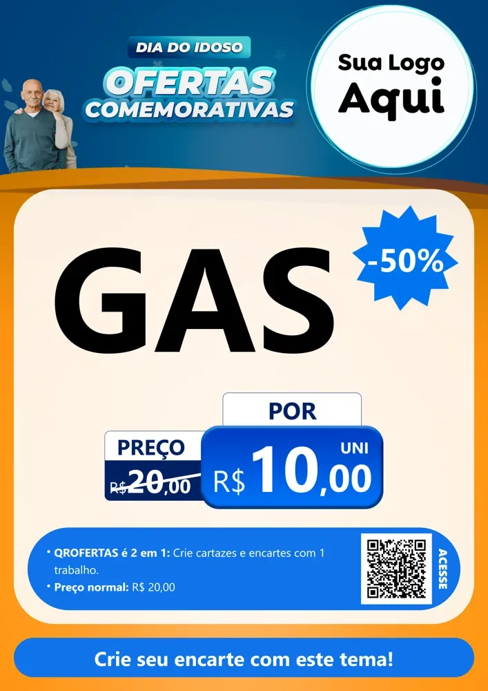 Modelo de Cartaz para Cartaz A4 Vertical com o tema Dia do Idoso para Água e gás