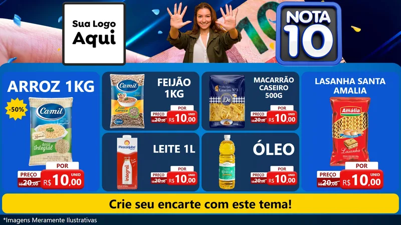 Modelo de TV para TV Horizontal com o tema Nota 10 para Supermercado