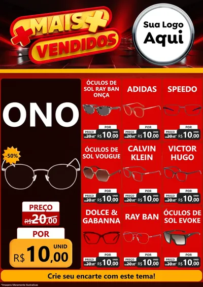 Modelo de Encarte para Encarte A4 Vertical com o tema Mais Vendidos para Óticas