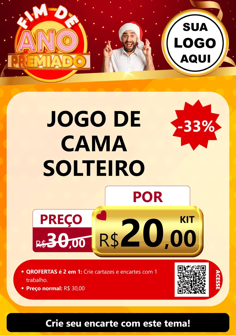 Modelo de Cartaz para Cartaz A4 Vertical com o tema Fim de Ano Premiado para Cama, Mesa e Banho