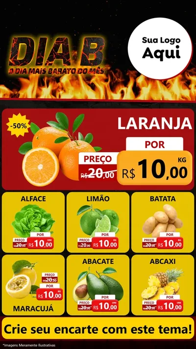Modelo de Rede Social para Stories com o tema Dia B para Hortifrúti