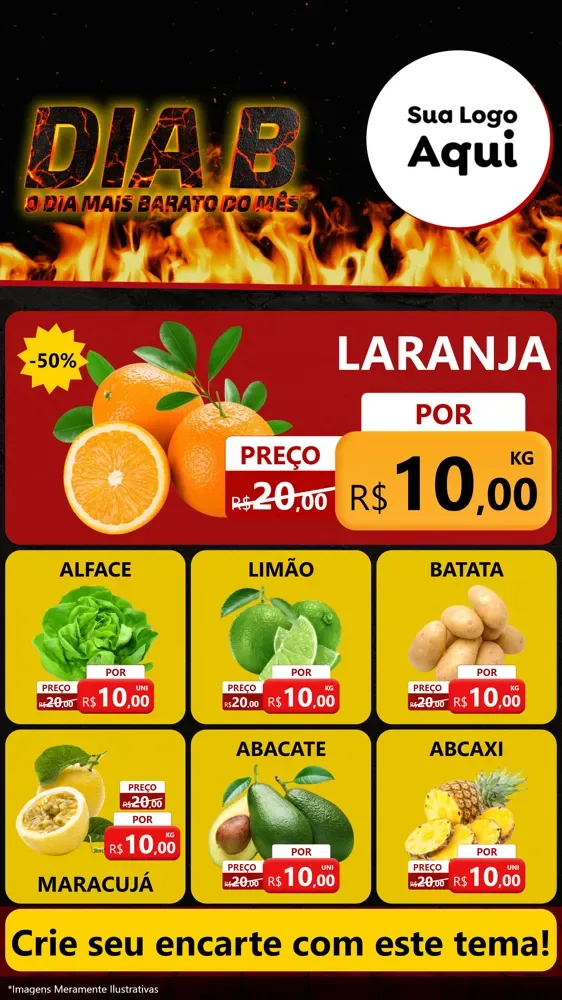 Modelo de Rede Social para Stories com o tema Dia B para Hortifrúti
