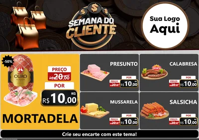 Modelo de Encarte para Encarte A4 Horizontal com o tema Semana do Cliente para Frios e Laticínios