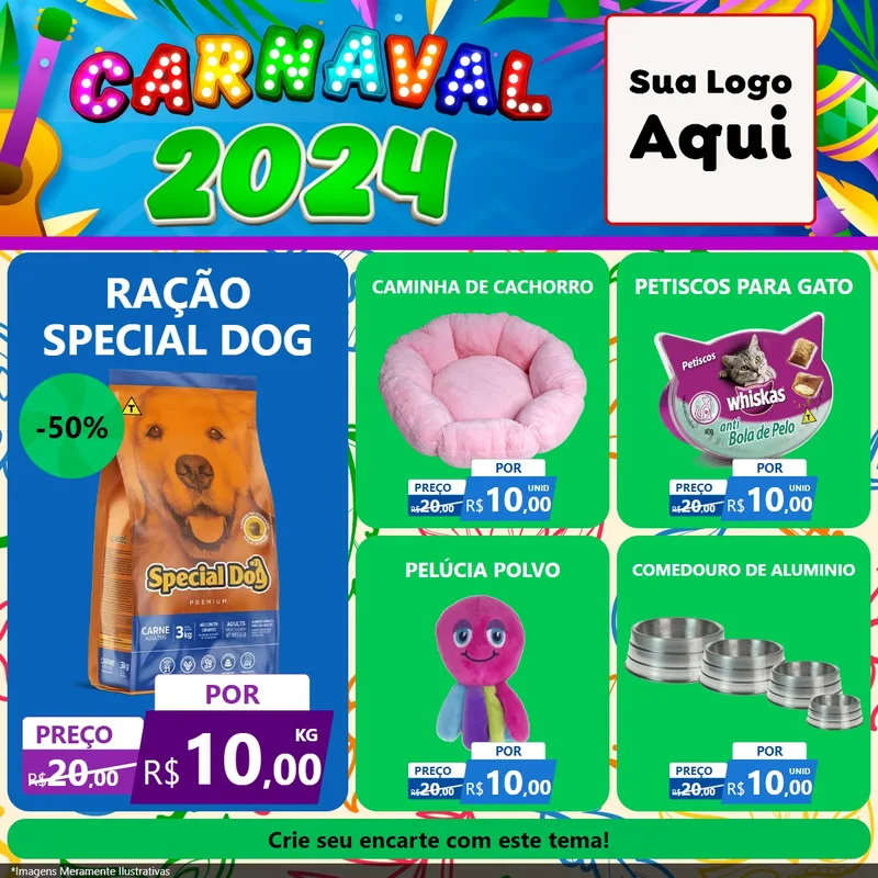 Modelo de Rede Social para Feed Facebook com o tema Carnaval 2027 para Pet Shop