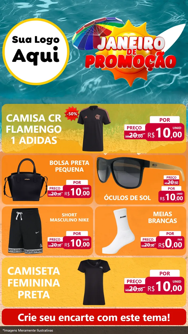 Modelo de TV para TV Vertical com o tema Janeiro de Promoção para Roupas e acessórios