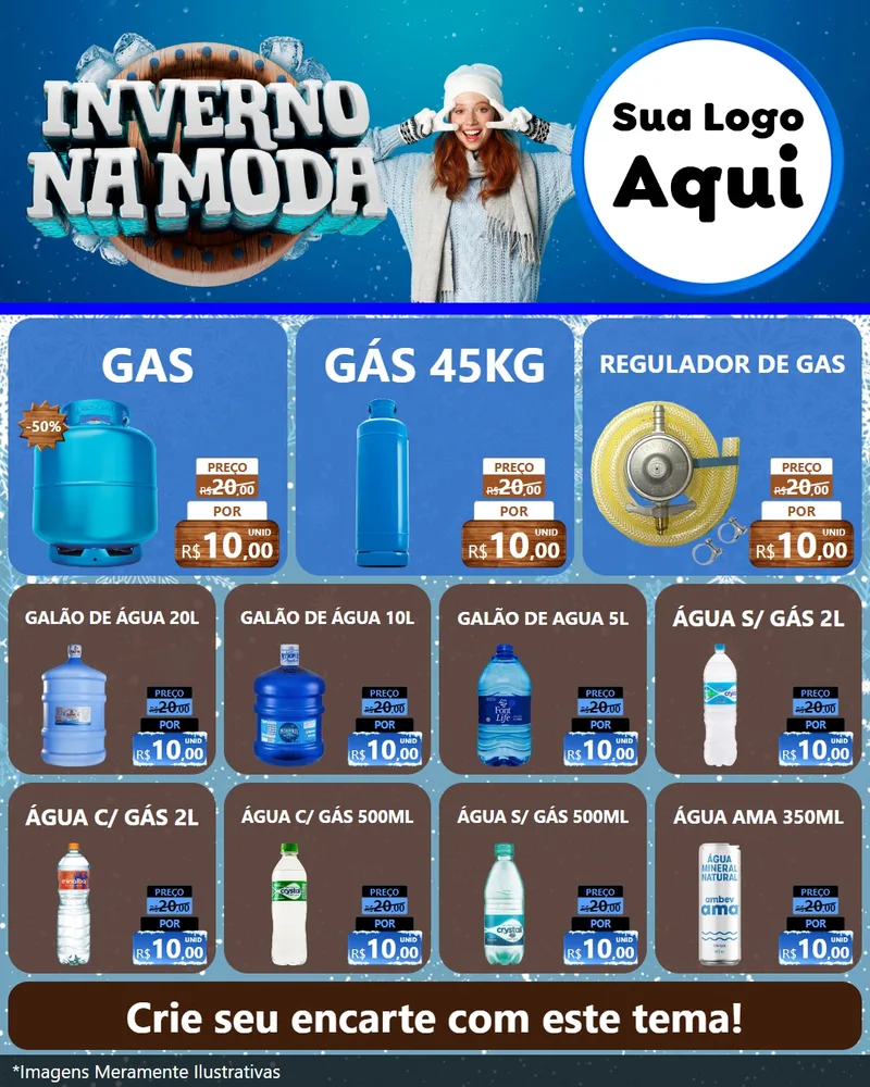 Modelo de Rede Social para Feed Instagram com o tema Inverno na Moda para Água e gás