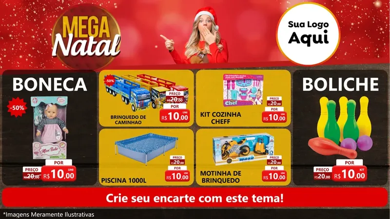 Modelo de TV para TV Horizontal com o tema Mega Natal para Brinquedos