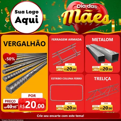Modelo de Rede Social para Feed Facebook com o tema Dia das Mães para Ferragens
