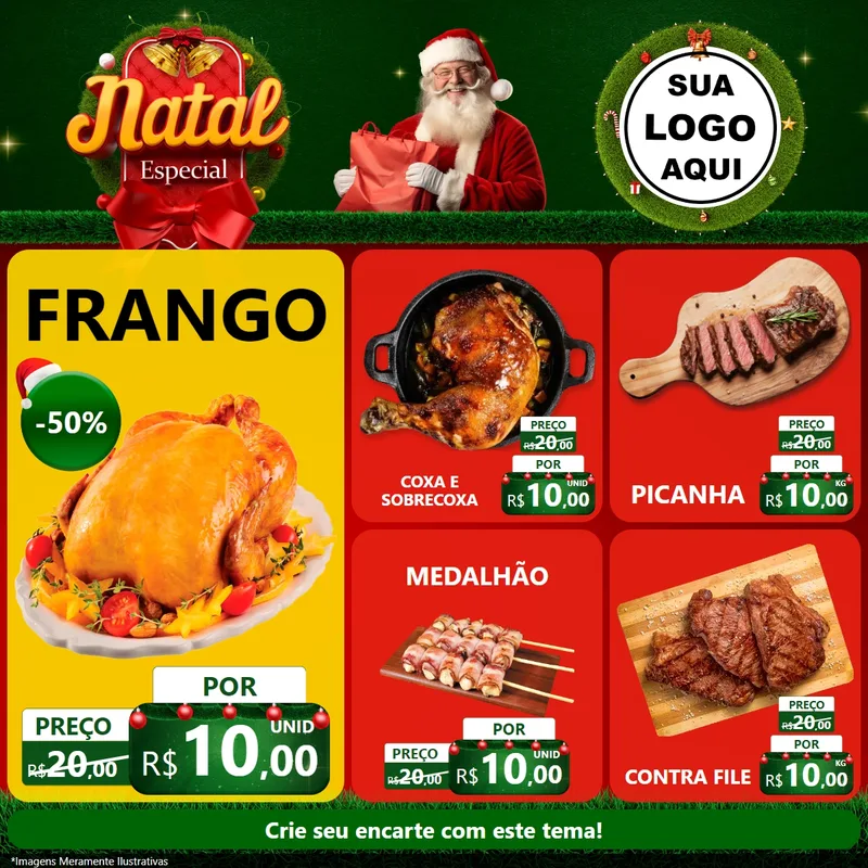 Modelo de Rede Social para Feed Facebook com o tema Natal Especial para Assados