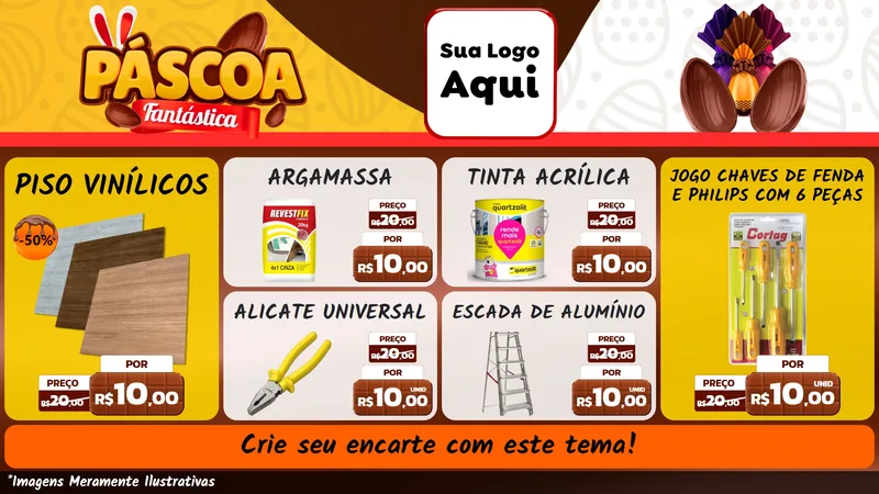 Modelo de TV para TV Horizontal com o tema Páscoa Fantástica para Material para Construção