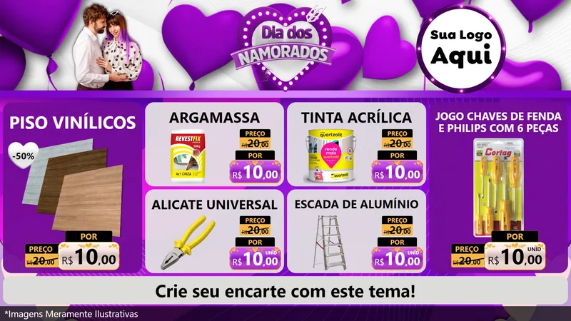 Modelo de TV para TV Horizontal com o tema Dia dos Namorados para Material para Construção
