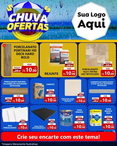 Modelo de Rede Social para Feed Instagram com o tema Chuva de Ofertas para Pisos e revestimentos