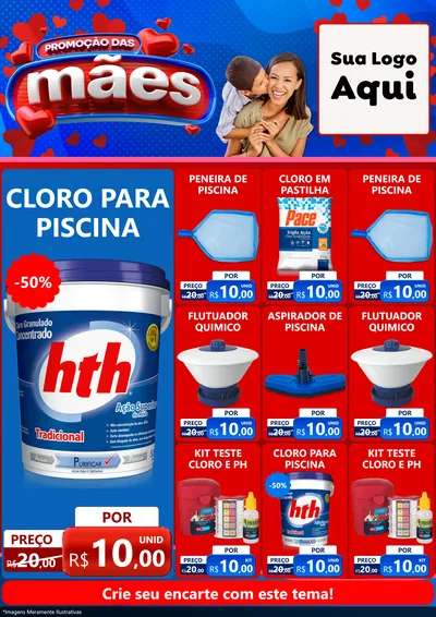 Modelo de Encarte para Encarte A4 Vertical com o tema Promoção das Mães para Produtos para Piscina