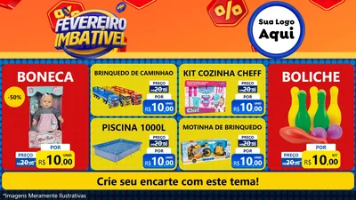 Modelo de TV para TV Horizontal com o tema Fevereiro Imbatível para Brinquedos