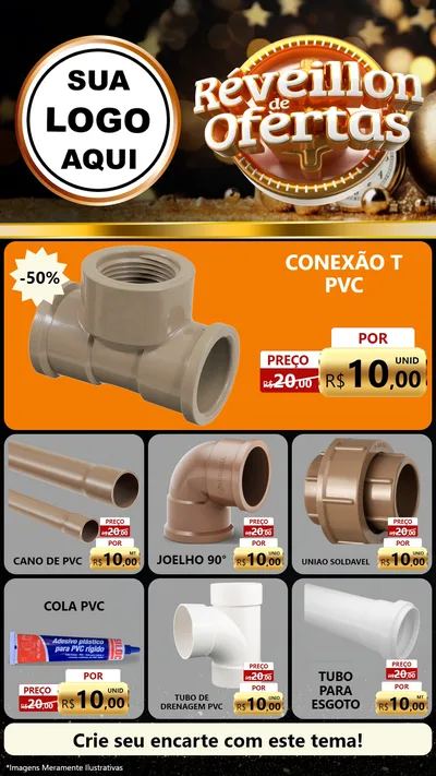 Modelo de Rede Social para Stories com o tema Réveillon de Ofertas para Tubos e conexões