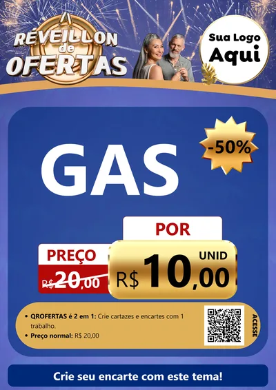 Modelo de Cartaz para Cartaz A4 Vertical com o tema Réveillon de Ofertas para Água e gás