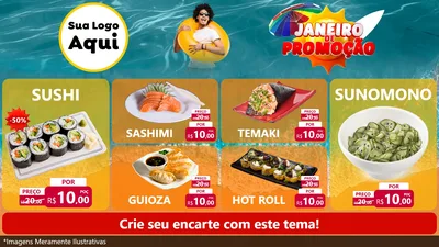 Modelo de TV para TV Horizontal com o tema Janeiro de Promoção para Comida japonesa