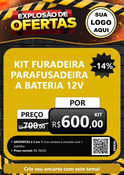 Modelo de Cartaz para Cartaz A4 Vertical com o tema Explosão de Ofertas para Maquinas e Ferramentas