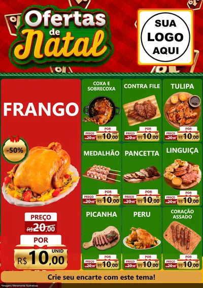 Modelo de Encarte para Encarte A4 Vertical com o tema Ofertas de Natal para Assados