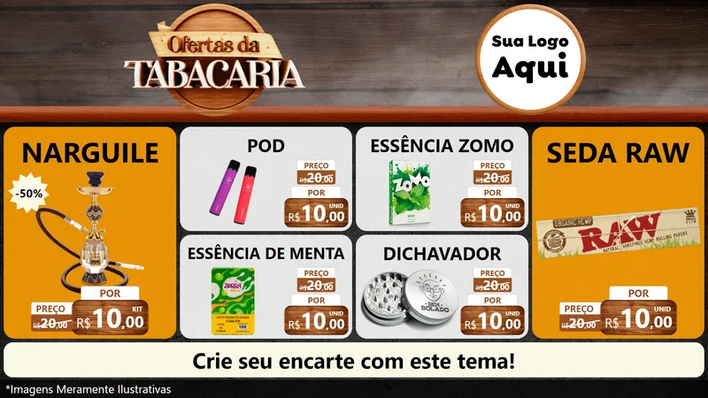 Modelo de TV para TV Horizontal com o tema Ofertas da Tabacaria para Tabacaria