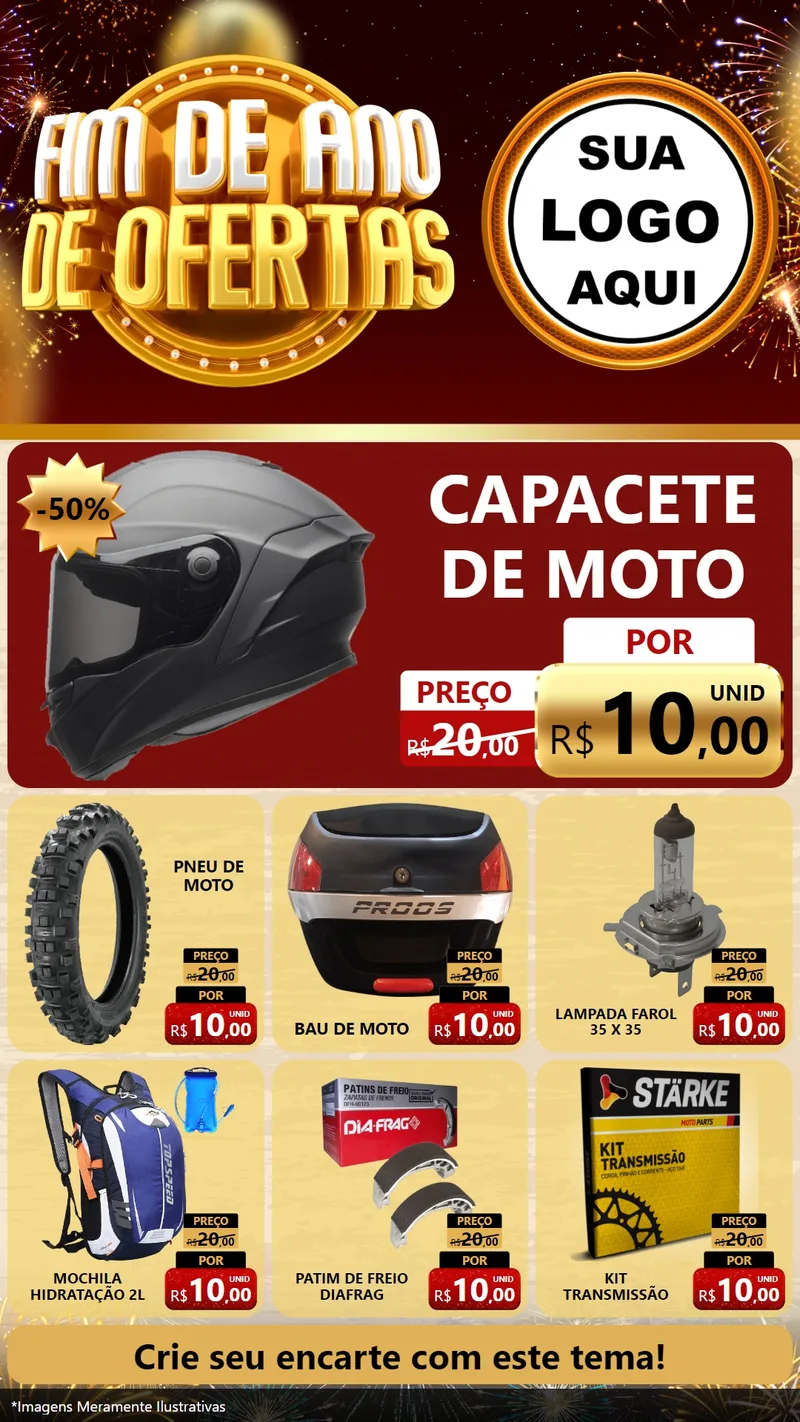 Modelo de Rede Social para Stories com o tema Fim de Ano de Ofertas para Moto peças