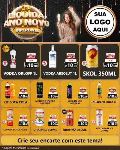 Modelo de Rede Social para Feed Instagram com o tema Liquida Ano Novo Imperdível para Distribuidora de bebidas