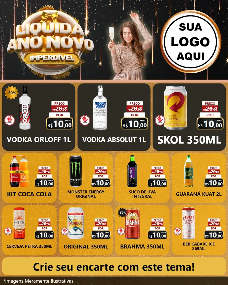 Modelo de Rede Social para Feed Instagram com o tema Liquida Ano Novo Imperdível para Distribuidora de bebidas