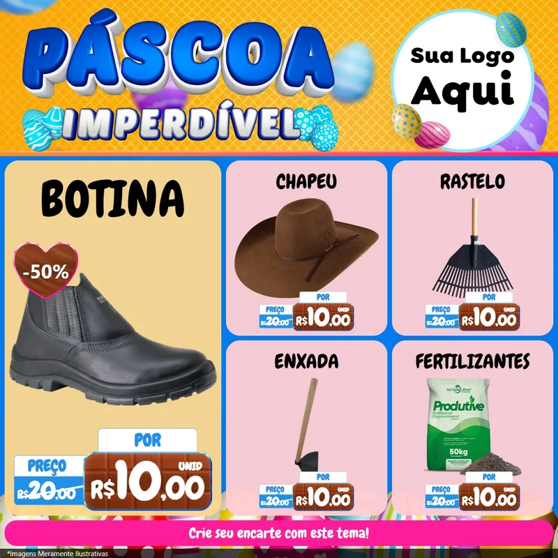 Modelo de Rede Social para Feed Facebook com o tema Páscoa Imperdível para Agropecuária