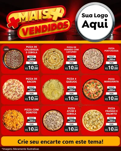 Modelo de Rede Social para Feed Instagram com o tema Mais Vendidos para Pizzaria