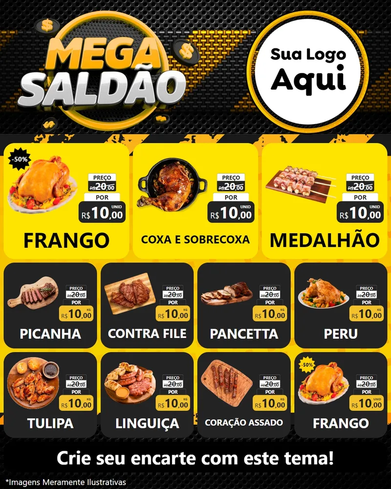 Modelo de Rede Social para Feed Instagram com o tema Mega Saldão para Assados