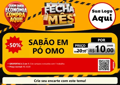 Modelo de Cartaz para Cartaz A4 Horizontal com o tema Fecha Mês para Produtos de Limpeza