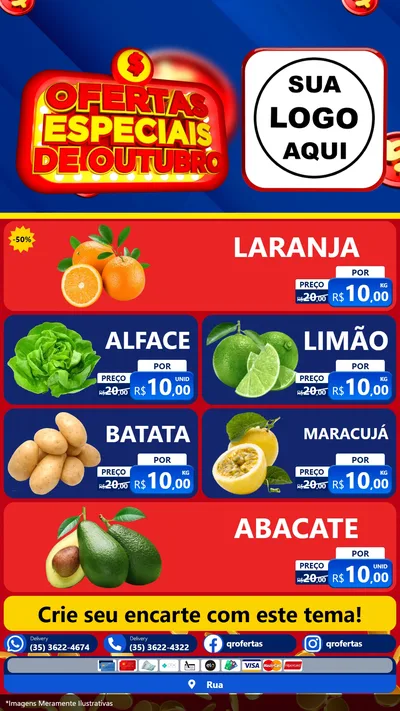 Modelo de TV para TV Vertical com o tema Ofertas Especiais de Outubro para Hortifrúti
