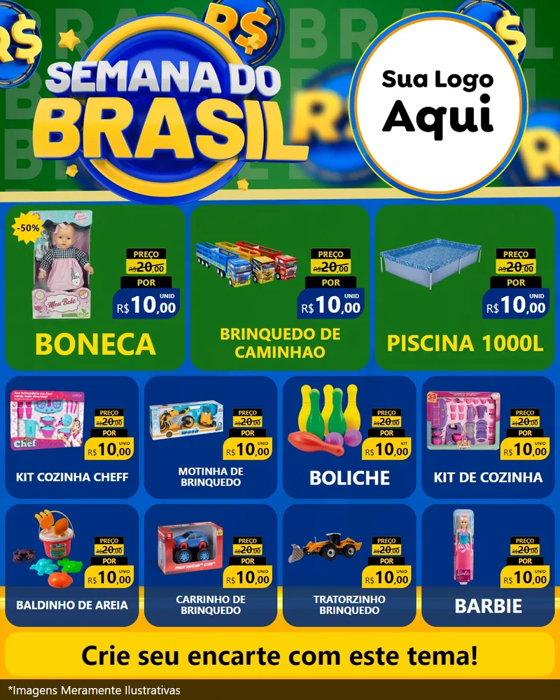 Modelo de Rede Social para Feed Instagram com o tema Semana Do Brasil para Brinquedos