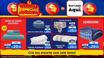 Modelo de TV para TV Horizontal com o tema Ofertas Especiais de Agosto para Cama, Mesa e Banho
