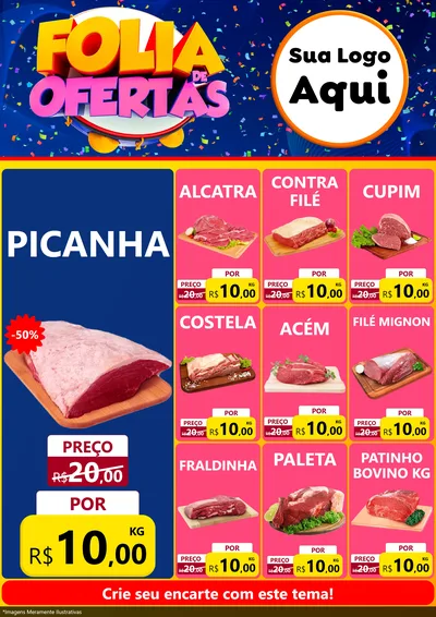Modelo de Encarte para Encarte A4 Vertical com o tema Folia de Ofertas para Açougue