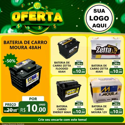 Modelo de Rede Social para Feed Facebook com o tema Oferta para Baterias Elétricas