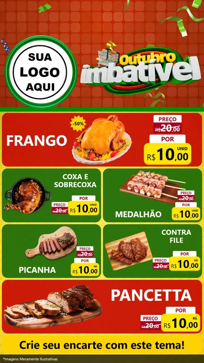 Modelo de TV para TV Vertical com o tema Outubro Imbatível para Assados
