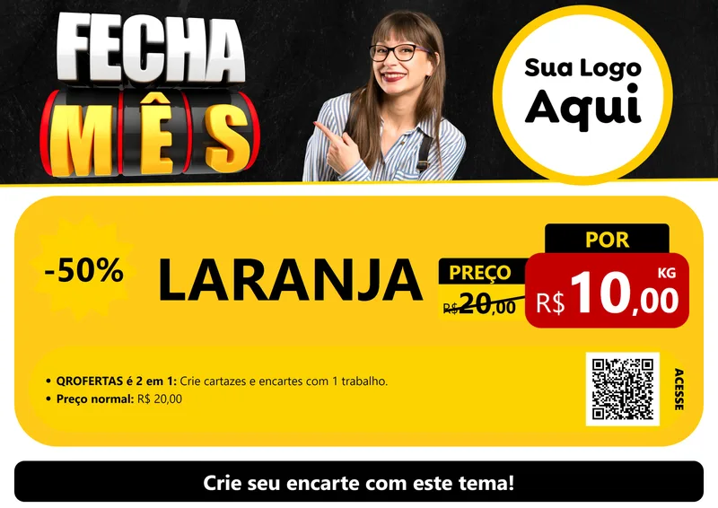Modelo de Cartaz para Cartaz A4 Horizontal com o tema Fecha Mês para Hortifrúti