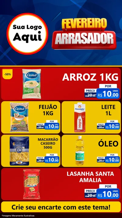 Modelo de TV para TV Vertical com o tema Fevereiro Arrasador para Supermercado