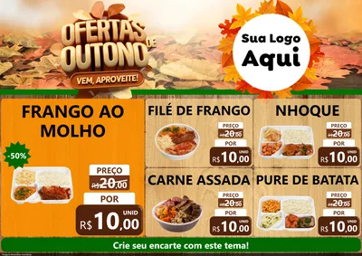 Modelo de Encarte para Encarte A4 Horizontal com o tema Ofertas de Outono - Vem, Aproveite! para Restaurante