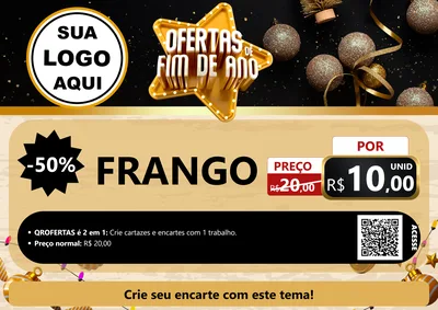 Modelo de Cartaz para Cartaz A4 Horizontal com o tema Ofertas de Fim de Ano para Assados