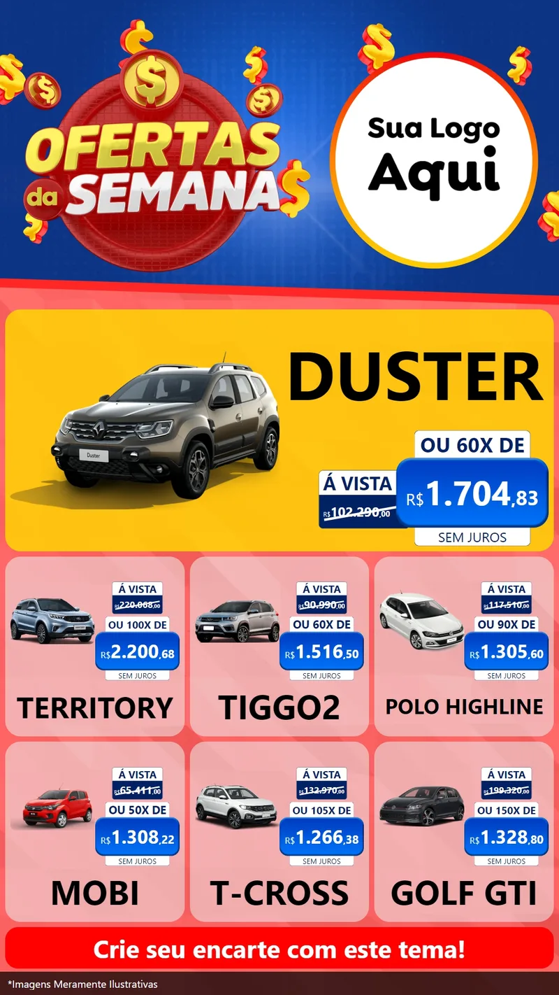 Modelo de Rede Social para Stories com o tema Ofertas Da Semana para Concessionaria de Carros