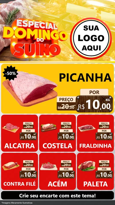 Modelo de Rede Social para Stories com o tema Especial Domingo do Suíno para Açougue