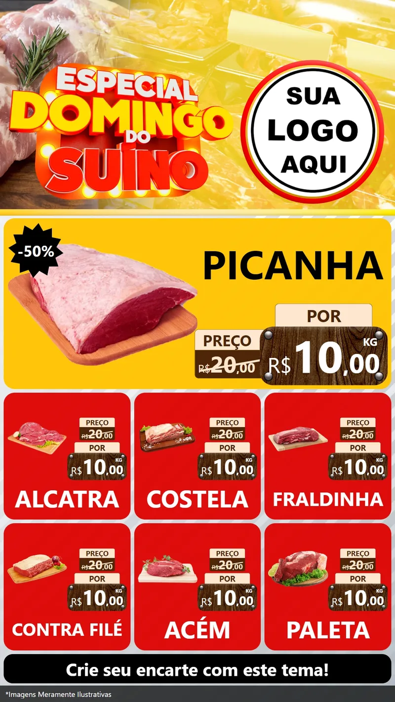 Modelo de Rede Social para Stories com o tema Especial Domingo do Suíno para Açougue