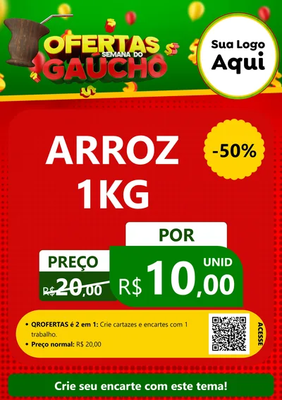 Modelo de Cartaz para Cartaz A4 Vertical com o tema Ofertas Semana Do Gaúcho para Supermercado